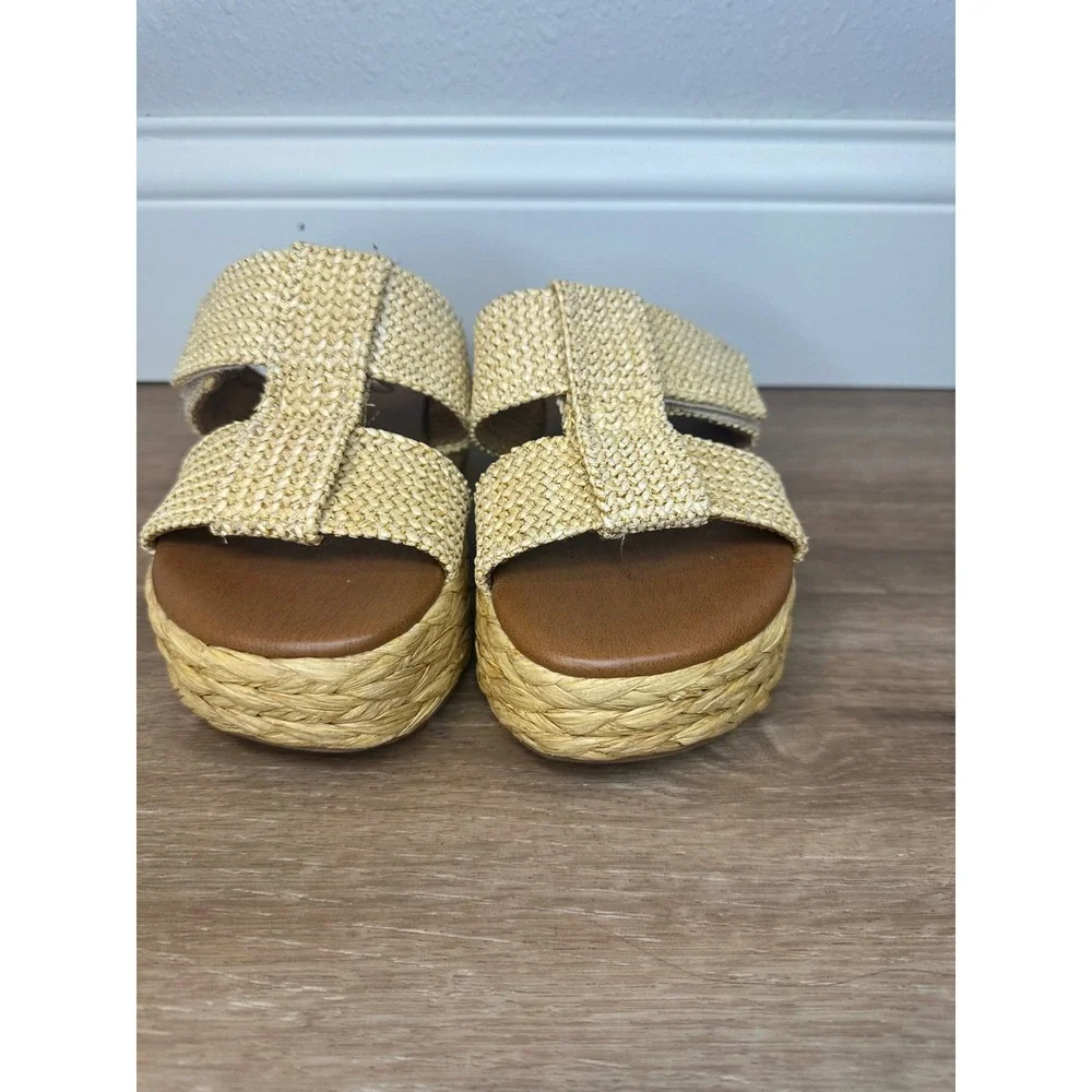 Zodiac Izzy Platform Slide Sandals Womens 5.5 Natural Woven Espadrille Boho Chic